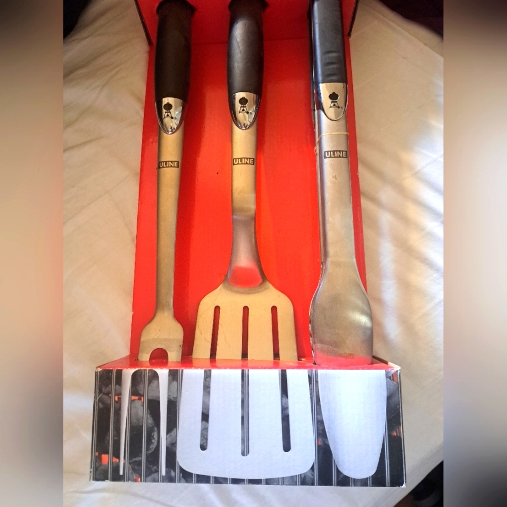 Weber 3- Pc. Stainless Steel Silver and Black BBQ Tool Set
